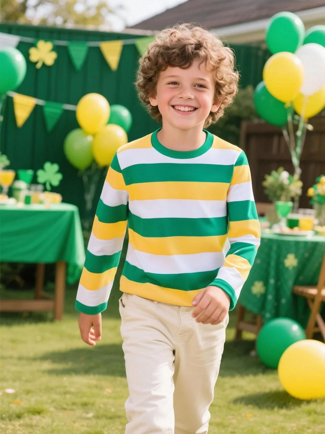 تی شرت آستین بلند راه راه پسرانه و بچگانه COSLAND، نخی، تی شرت یقه گرد بچه گانه، 2T-بزرگ