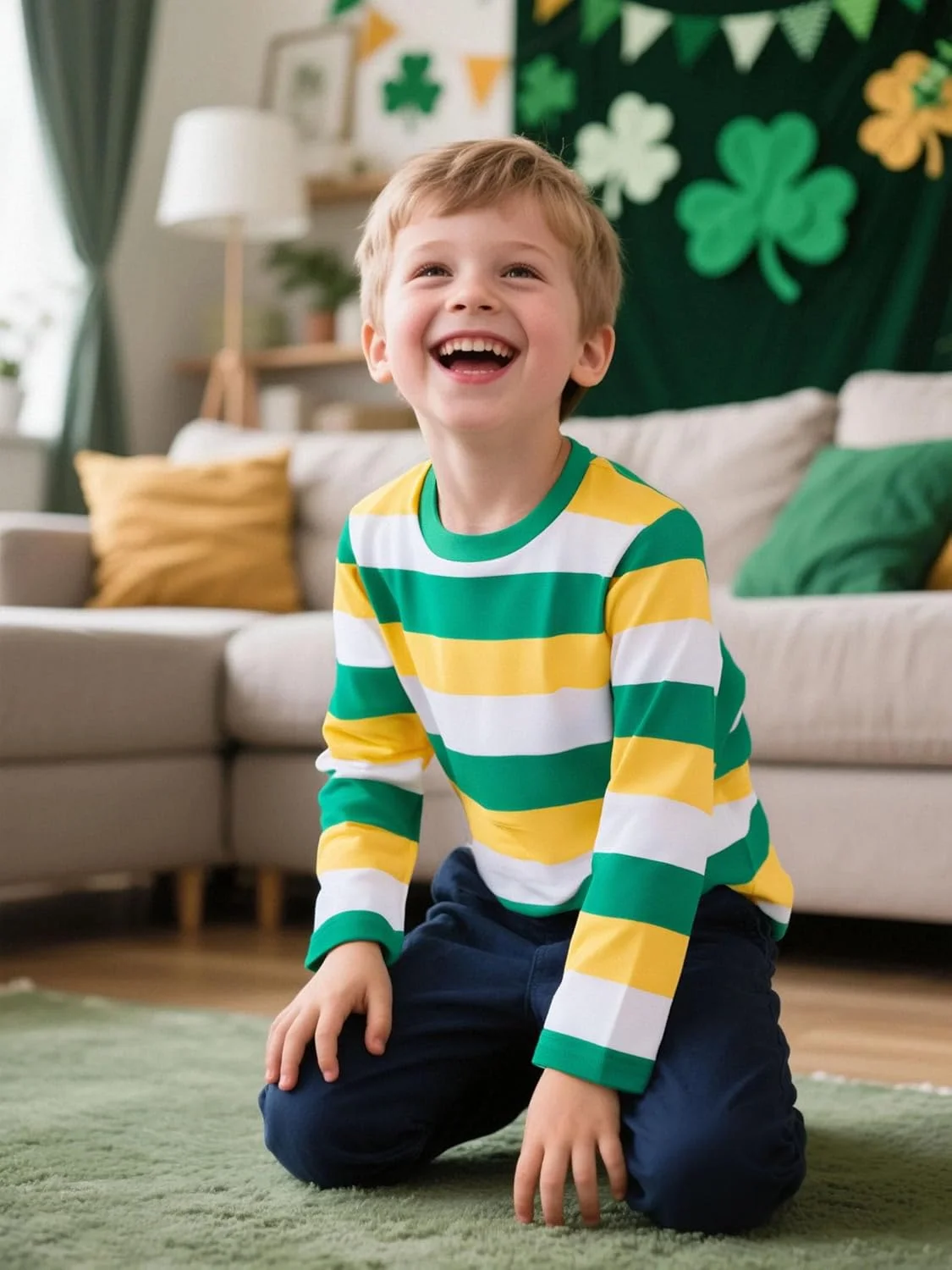 تی شرت آستین بلند راه راه پسرانه و بچگانه COSLAND، نخی، تی شرت یقه گرد بچه گانه، 2T-بزرگ