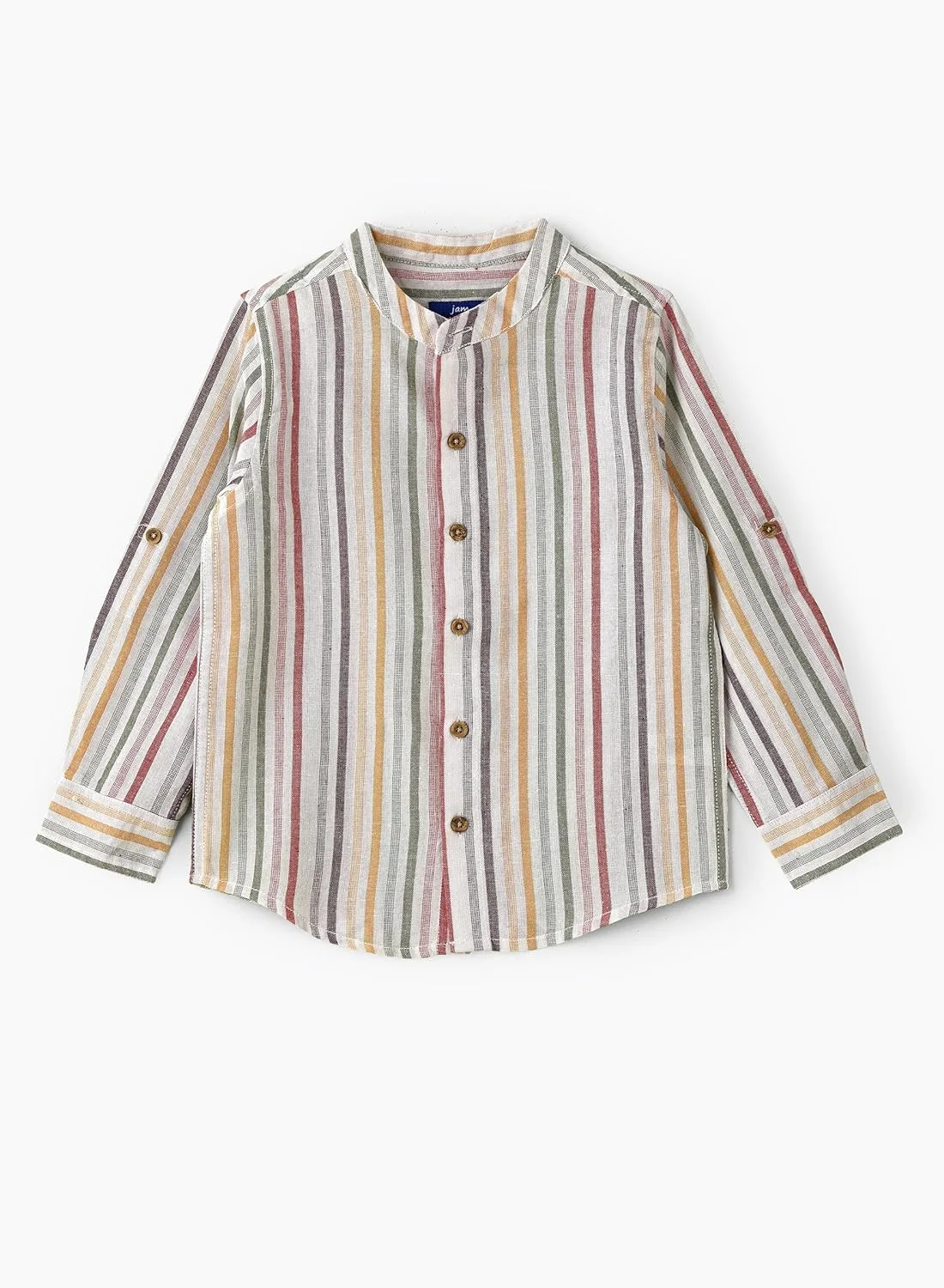 پیراهن پسرانه بافت پنبه ای راه راه یقه ماندارین