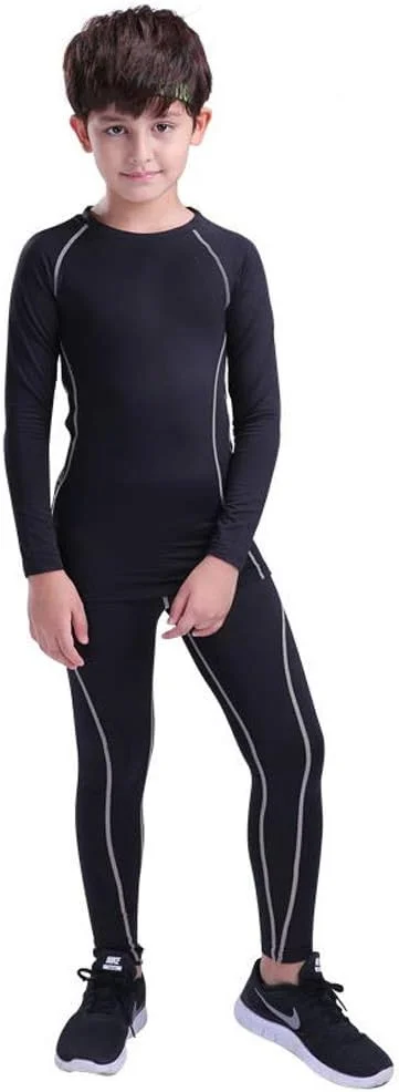 ست لباس زیر حرارتی فشرده بچه گانه Coralup، لباس ورزشی پسرانه، لباس تناسب اندام، سایز 110CM-185CM ست لباس زیر حرارتی فشرده بچه گانه Coralup، لباس ورزشی پسرانه، لباس تناسب اندام، سایز 110CM-185CM