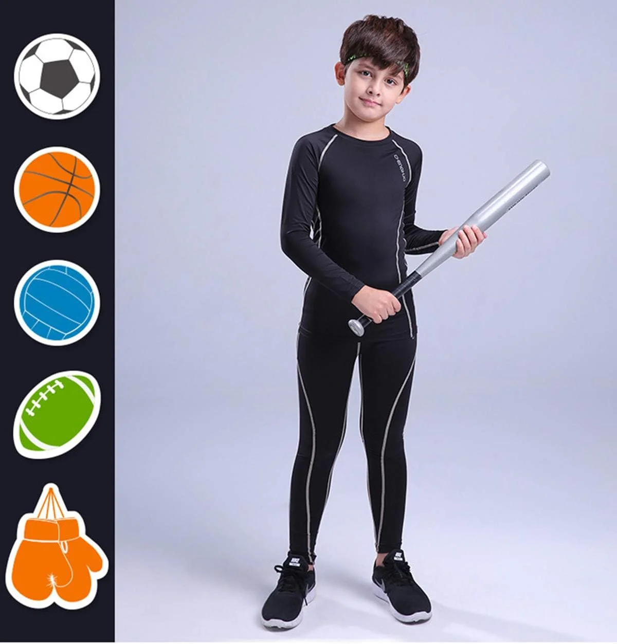 ست لباس زیر حرارتی فشرده بچه گانه Coralup، لباس ورزشی پسرانه، لباس تناسب اندام، سایز 110CM-185CM