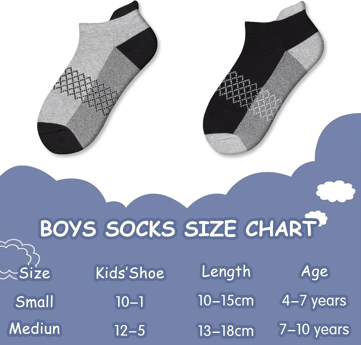 جوراب پسرانه مچی ورزشی نخی برای کودکان، 12 جفت، مناسب سنین 4-6، 6-8، 8-10 سال، جوراب ساق کوتاه نیمه بالشتکی