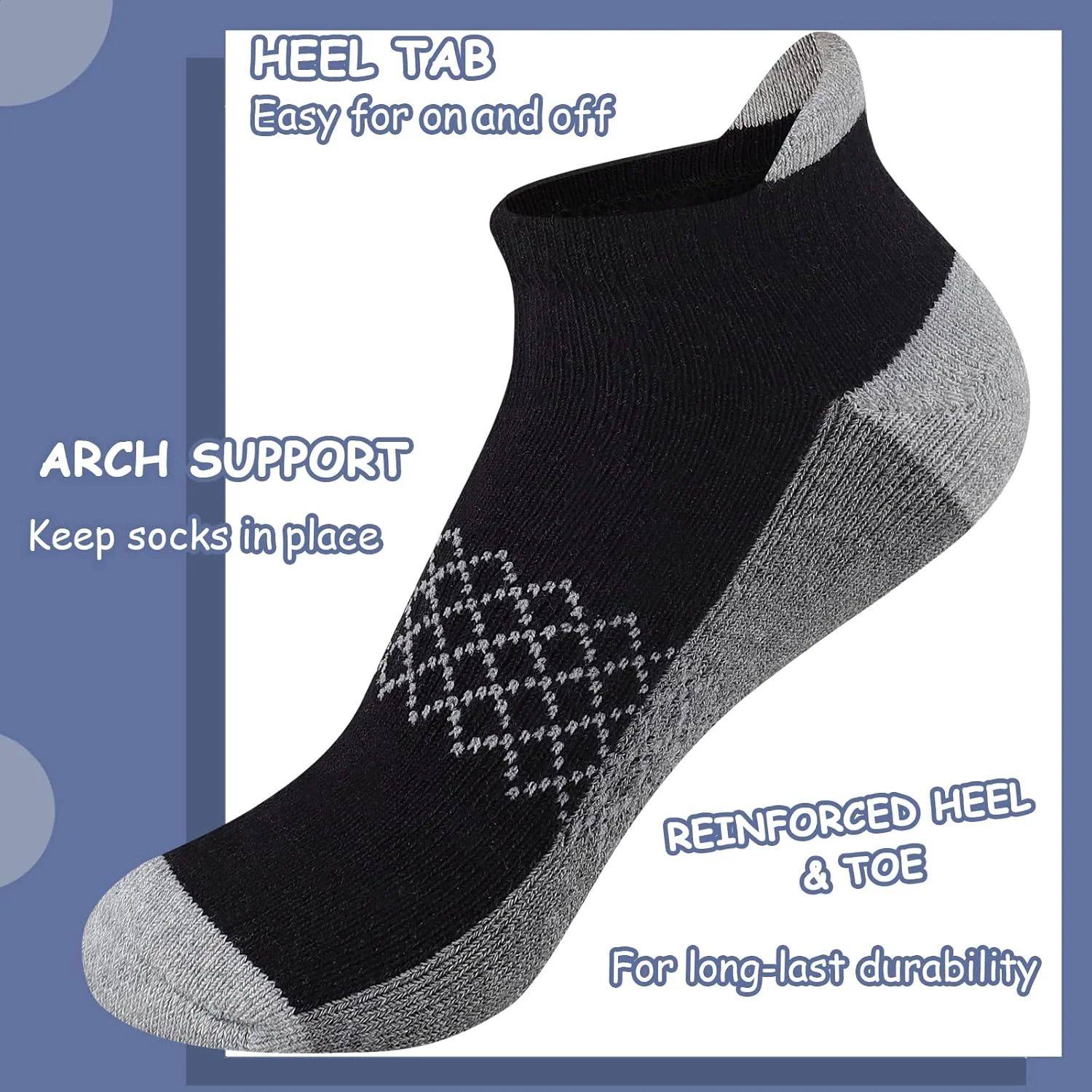 جوراب پسرانه مچی ورزشی نخی برای کودکان، 12 جفت، مناسب سنین 4-6، 6-8، 8-10 سال، جوراب ساق کوتاه نیمه بالشتکی