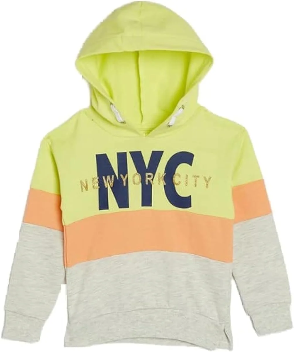 هودی بچگانه رنگی نئون طرح دار سایز 7-8 سال زرد