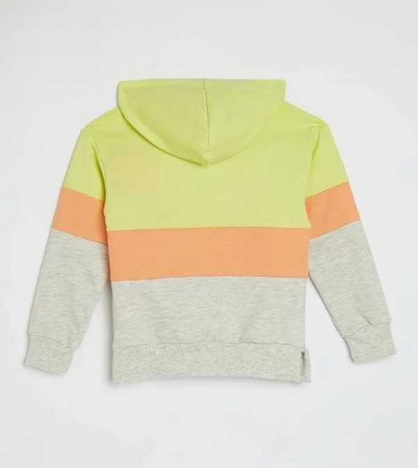 هودی بچگانه رنگی نئون طرح دار سایز 7-8 سال زرد