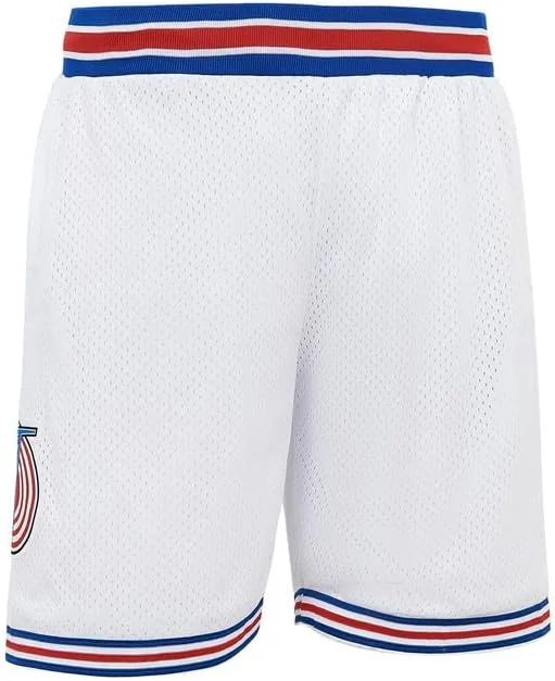 شورت ورزشی بسکتبال بچگانه، طرح لباس فیلم، شلوار ورزشی مدل Space Jam دهه 90 برای کودکان، سفید، سایز S-XL