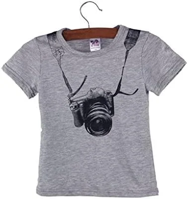 لباس پسرانه مناسب کودکان ۱ تا ۶ سال، تیشرت آستین کوتاه طرح دوربین، مناسب فصل تابستان