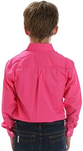 پیراهن آستین بلند دکمه دار پسرانه، رنگ صورتی