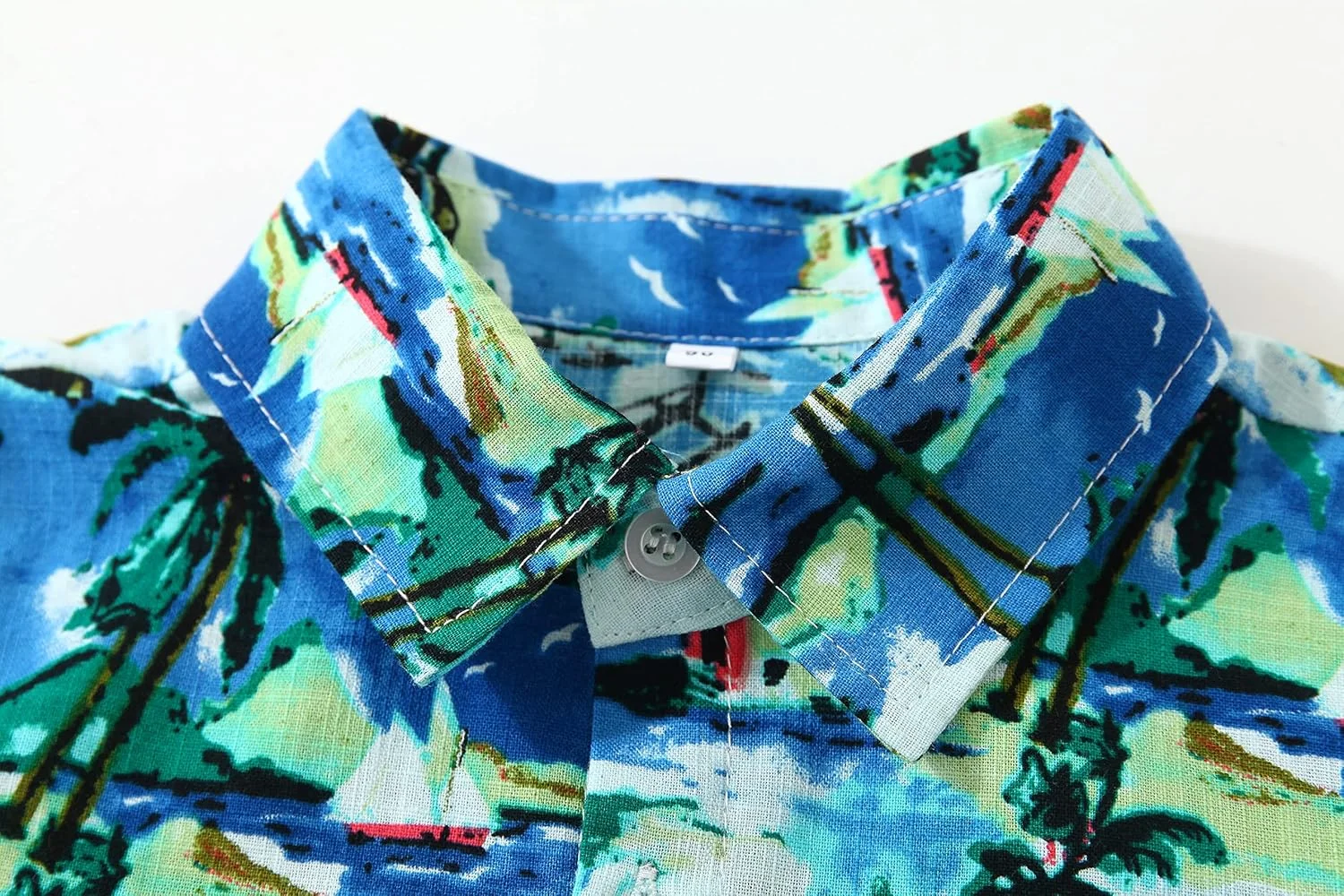 پیراهن آستین کوتاه دکمه دار پسرانه با طرح کارتونی هاوایی، پیراهن خنک و شیک برای کودکان