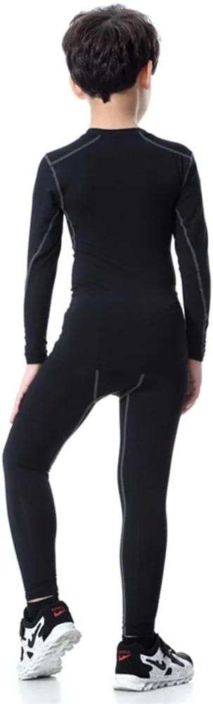 ست لباس زیر فشاری لایه پایه ورزشی پسرانه، لباس زیر حرارتی آستین بلند 2 تکه مناسب کودکان