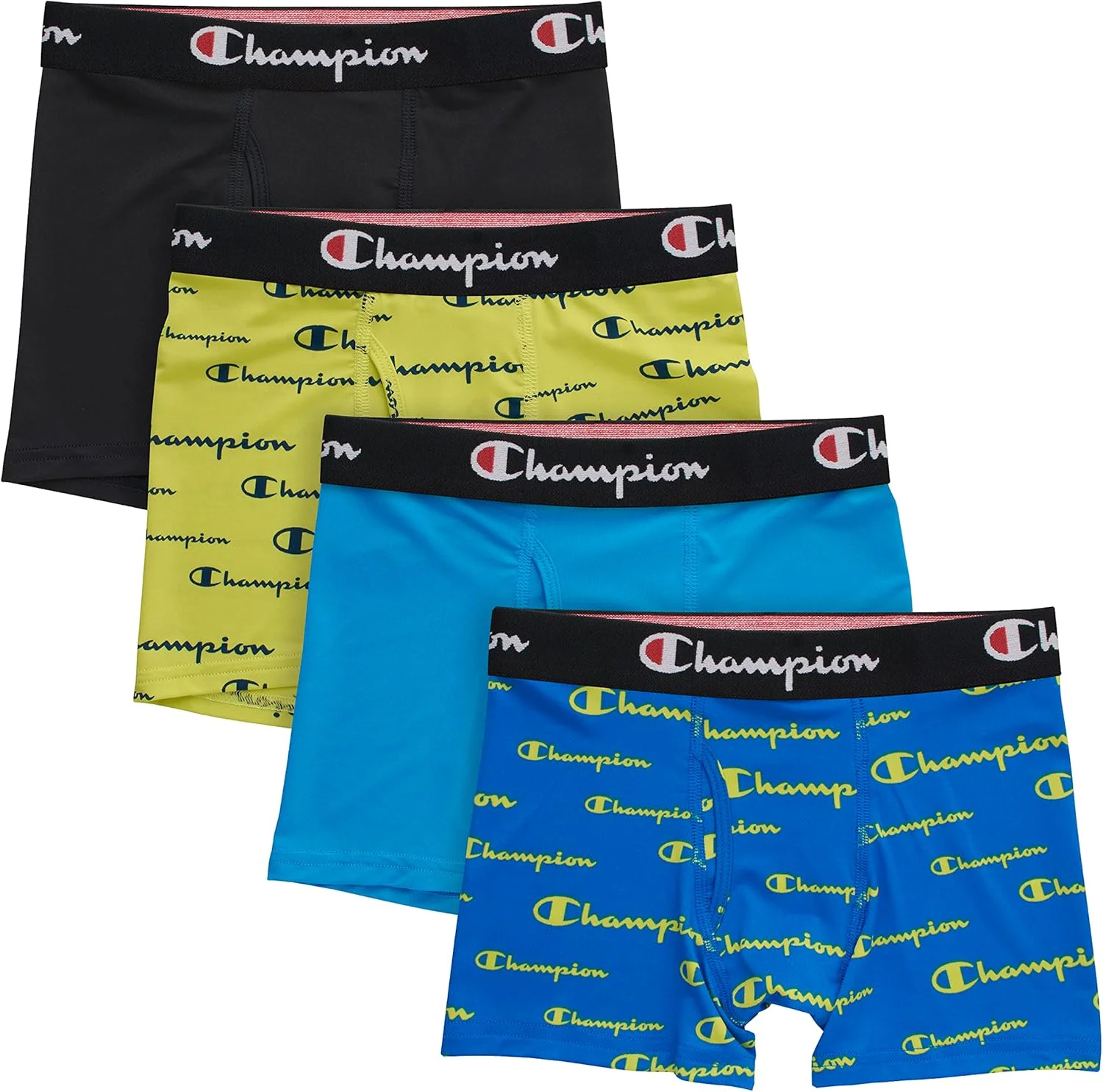 لباس زیر پسرانه چمپیون، شورت پادار کشی اکتیو روزمره، بسته 4 عددی
