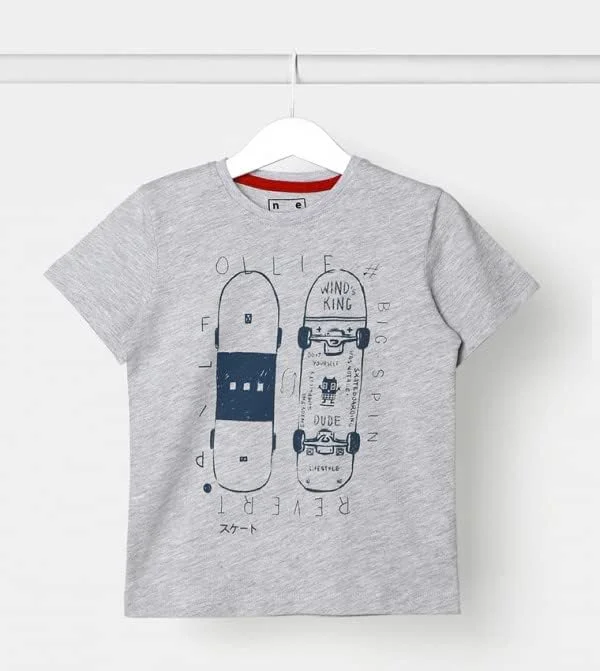 تی شرت پسرانه نئون طرح دار خاکستری، سایز 7-8 سال