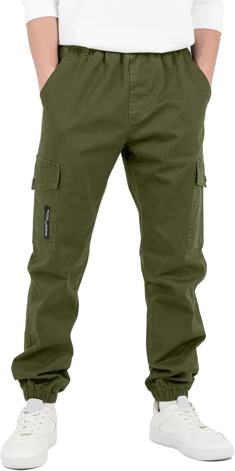 شلوار کارگو پسرانه بچگانه CAMLAKEE، شلوار جاگر با کمر کشی