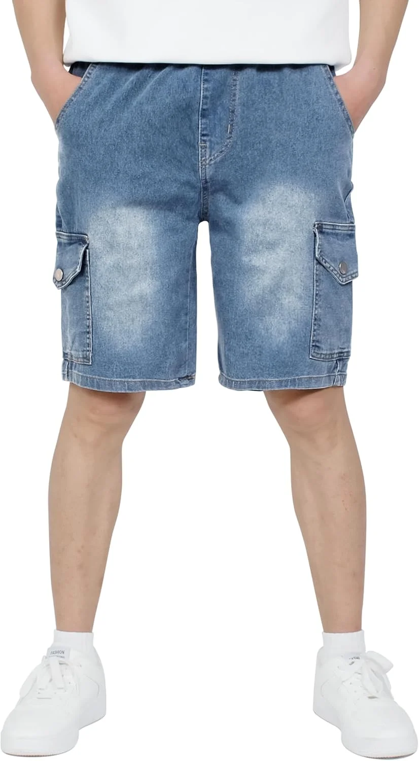 شلوارک پسرانه کشی مدل Cargo، کمر کشی، مناسب مدرسه، شلوارک تابستانی Twill