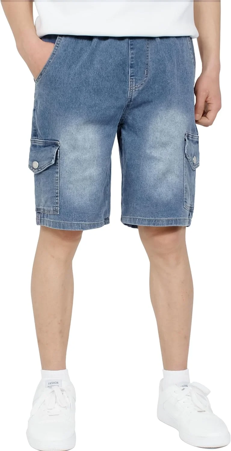 شلوارک پسرانه کشی مدل Cargo، کمر کشی، مناسب مدرسه، شلوارک تابستانی Twill