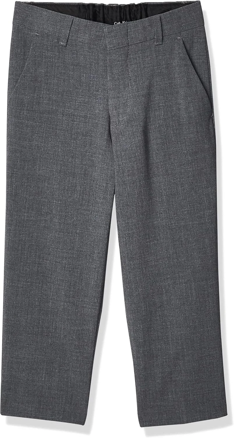 شلوار رسمی پسرانه کلوین کلاین، مدل راسته و لبه دوزی شده، دارای حلقه کمربند و جیب های کاربردی