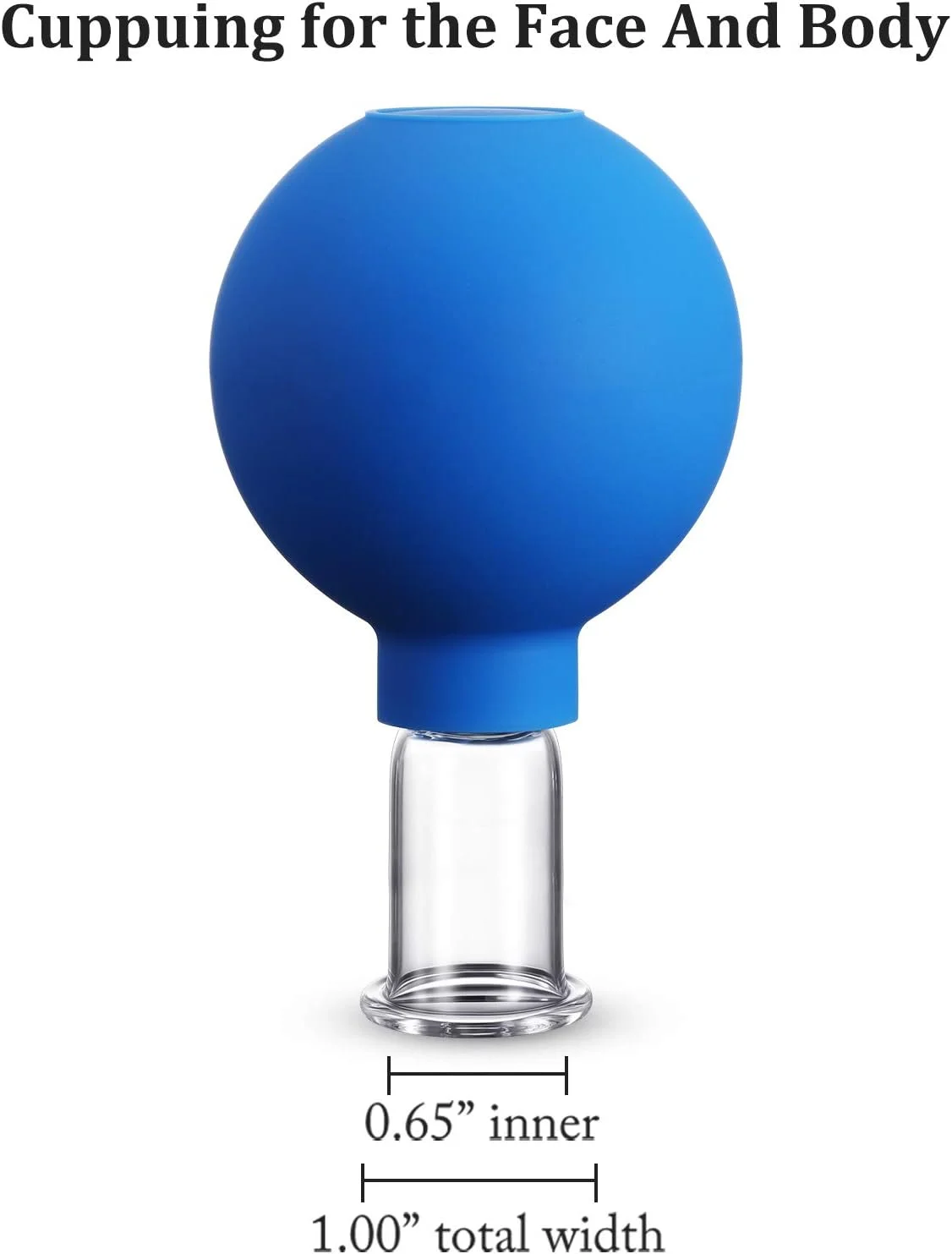 لیوان ماساژ صورت نیانچو، لیوان شیشه ای آبی رنگ، ماساژ حجامت سیلیکونی، لیوان مکش خلاء برای بدن، صورت، پا، بازو، پشت، شانه، عضلات و درد مفاصل (قطر 0.65 اینچ)
