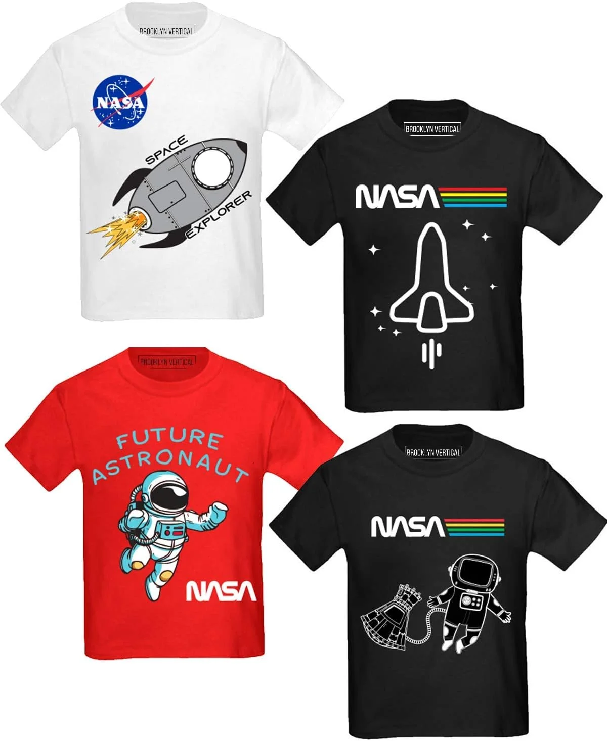 تی شرت آستین کوتاه بچگانه طرح فضانورد ناسا بروکلین ورتیکال (چهار عددی) | پنبه نرم سایز 2T-4T