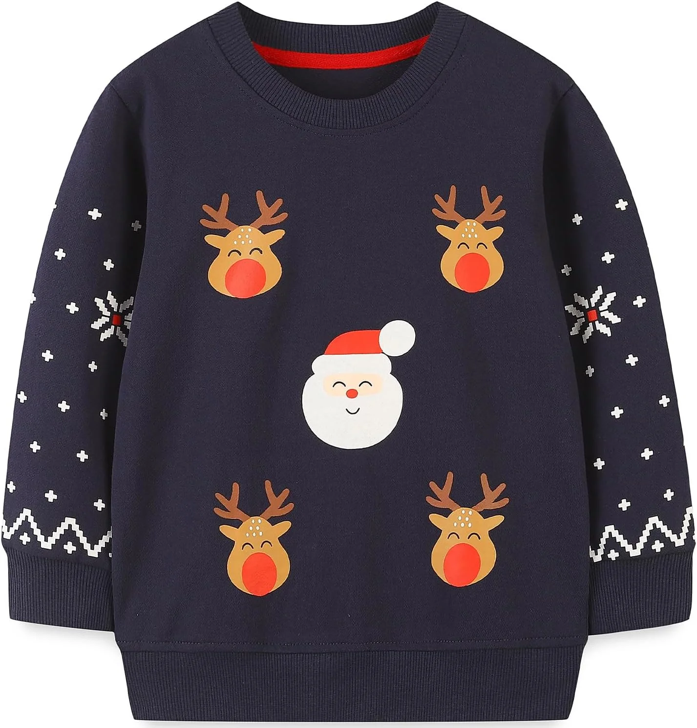 بلوز آستین بلند پسرانه نخی یقه گرد مناسب کودکان ۱ تا ۷ سال