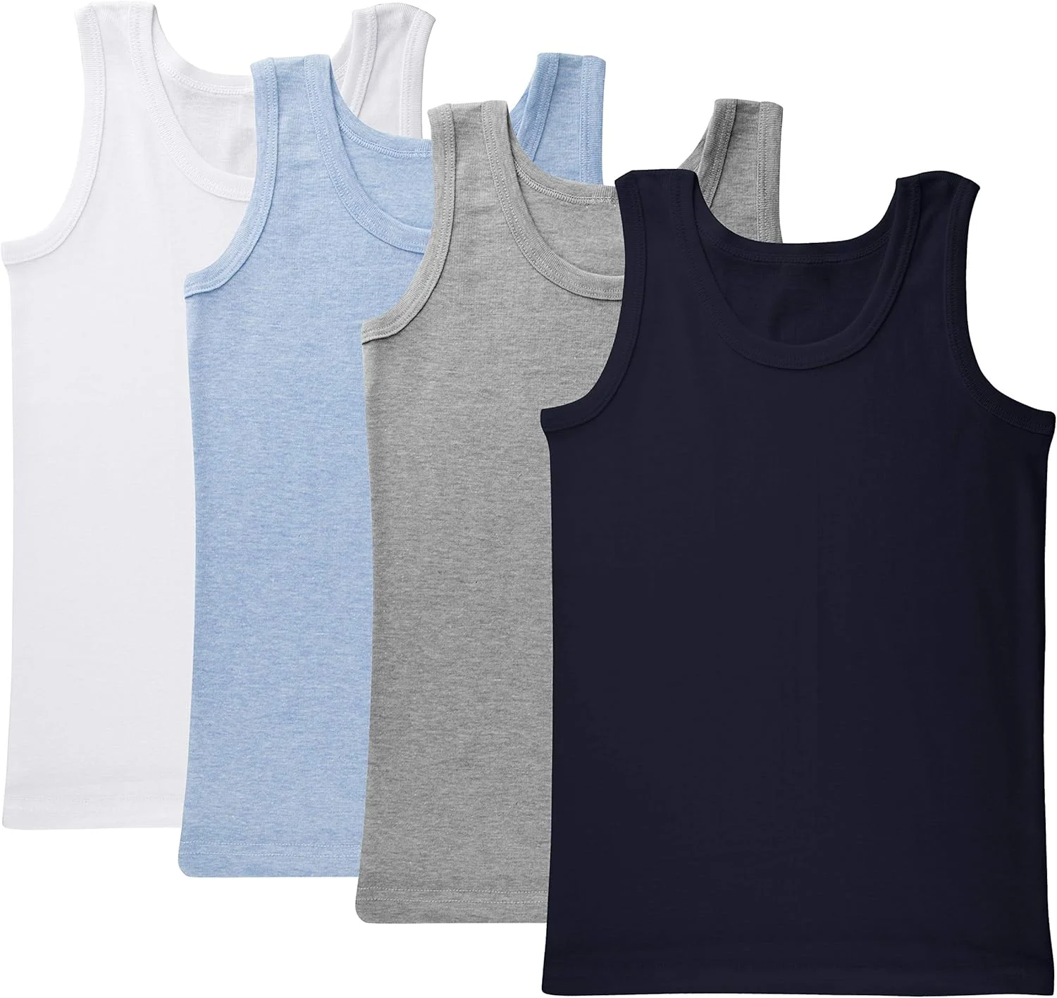 زیرپوش رکابی پسرانه بریکس - بدون برچسب، 100% پنبه فوق العاده نرم، بسته 4 عددی طرح دار