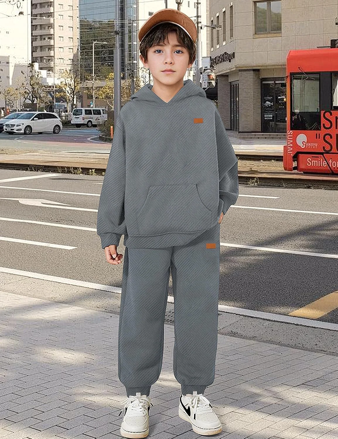 ست لباس پسرانه شامل هودی آستین بلند کبریتی و شلوار گرمکن، مناسب پاییز و زمستان، دو تکه، برای سنین 6 تا 14 سال