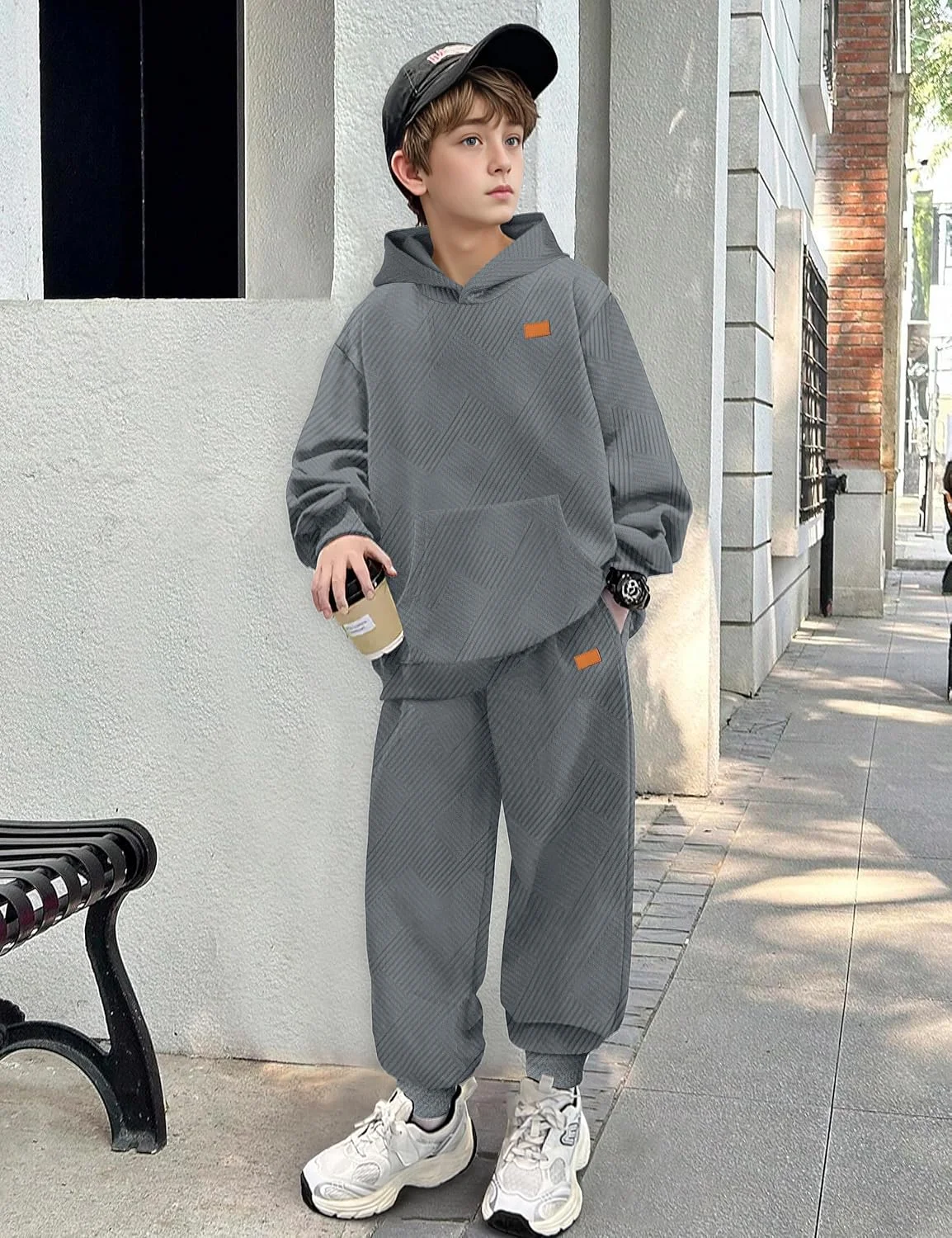 ست لباس پسرانه شامل هودی آستین بلند کبریتی و شلوار گرمکن، مناسب پاییز و زمستان، دو تکه، برای سنین 6 تا 14 سال