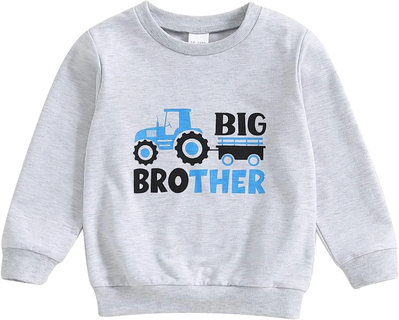 سویشرت برادر بزرگ، تاپ لباس پاییزی پسرانه، آستین بلند، یقه گرد، پیراهن خاکستری، لباس پاییزی بچه گانه
