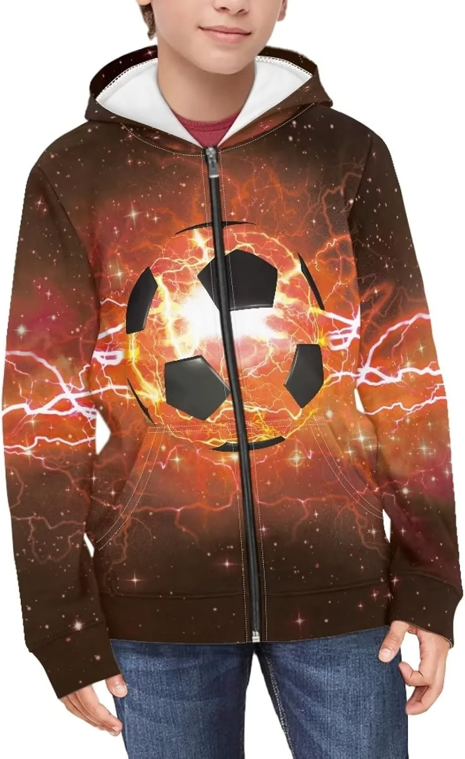 سویشرت کلاه دار زیپ دار گرافیکی سه بعدی جدید بچگانه Biyejit مناسب پسران و دختران 6 تا 16 سال