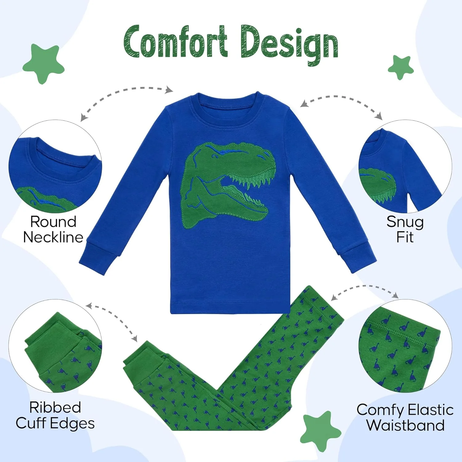 لباس خواب دو تکه دخترانه طرح تاج پرنسس، 100% پنبه فوق العاده نرم از Bluenido (12 ماهه تا 8 ساله)