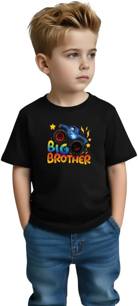 تی‌شرت پسرانه بچه گانه طرح برادر بزرگ - یقه گرد، آستین کوتاه، تی‌شرت نرم و راحت - تی شرت اعلام برادر بزرگ برای پسران با طرح سرگرم کننده برادر بزرگ