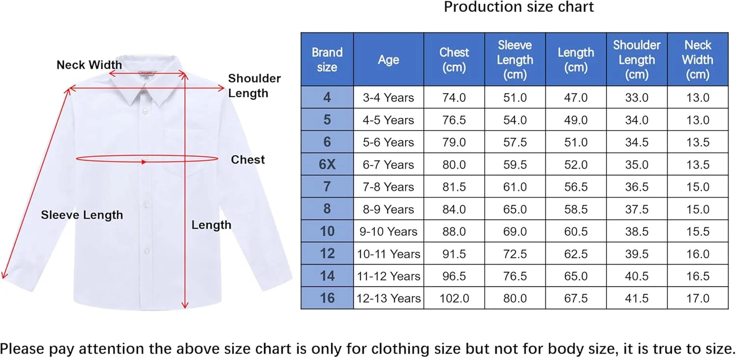 پیراهن آکسفورد آستین بلند دکمه دار فرم مدرسه پسرانه Bienzoe