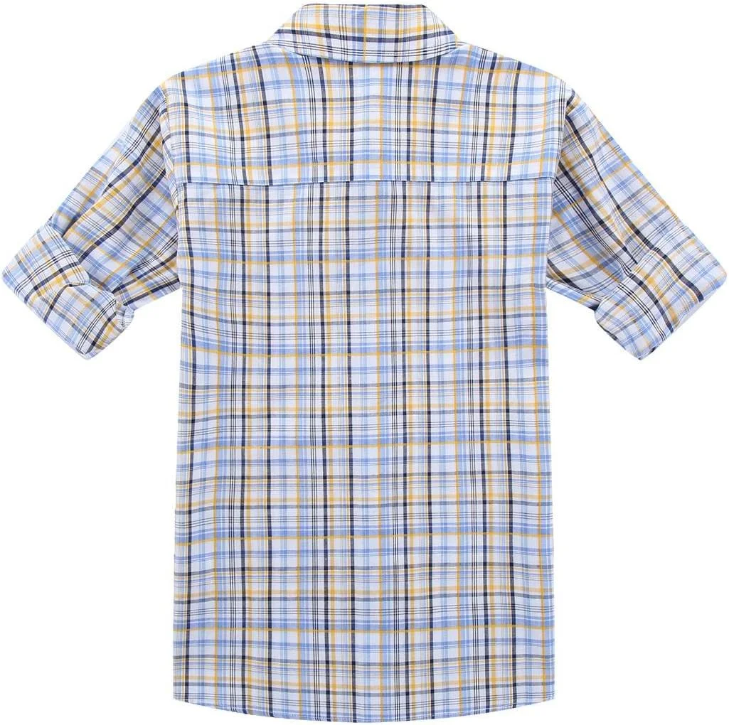 پیراهن آستین بلند پسرانه دکمه دار طرح چهارخانه