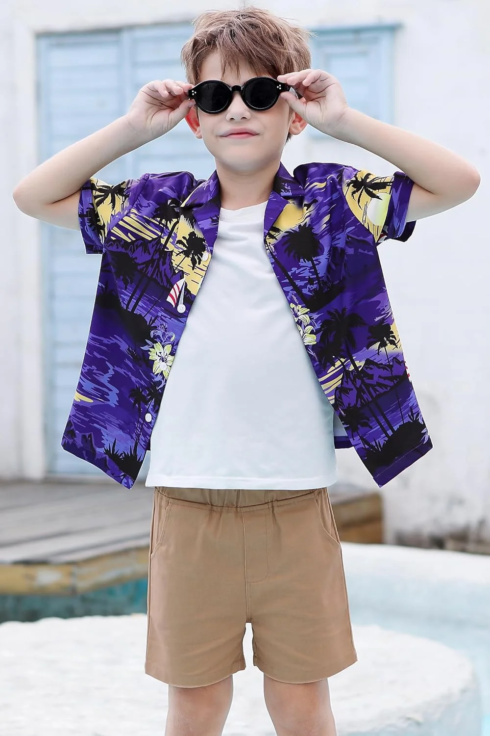 پیراهن فلانل چهارخانه پسرانه، تی شرت آستین بلند دکمه دار غیر رسمی مد روز