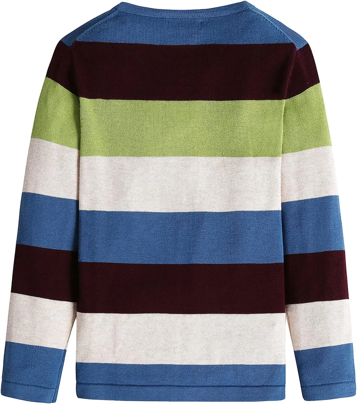 پلیور بافتنی آستین بلند پسرانه، 100% پنبه، راه راه چند رنگ