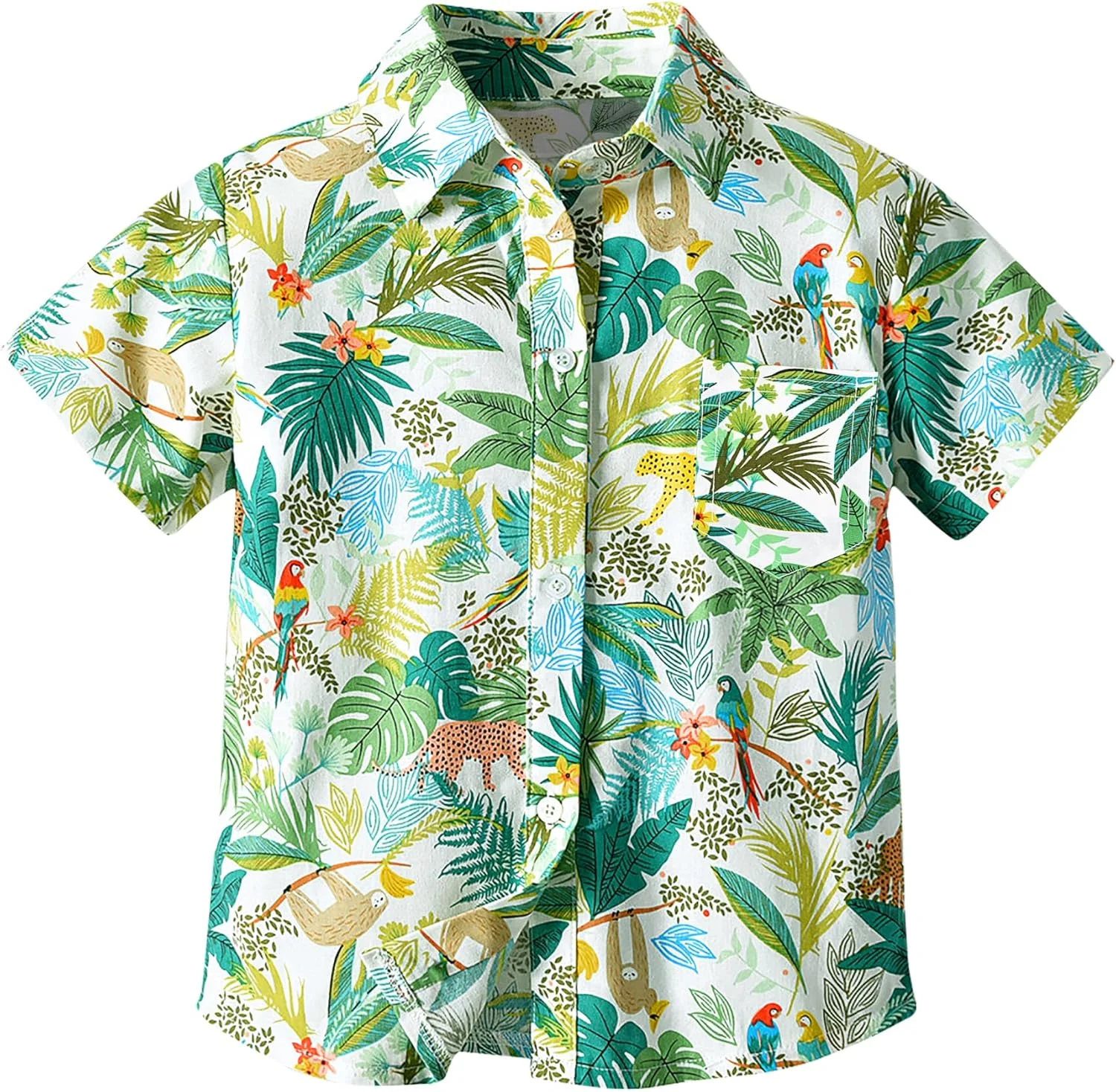 پیراهن هاوایی پسرانه آستین کوتاه دکمه دار طرح دار مناسب کودکان 1 تا 7 سال