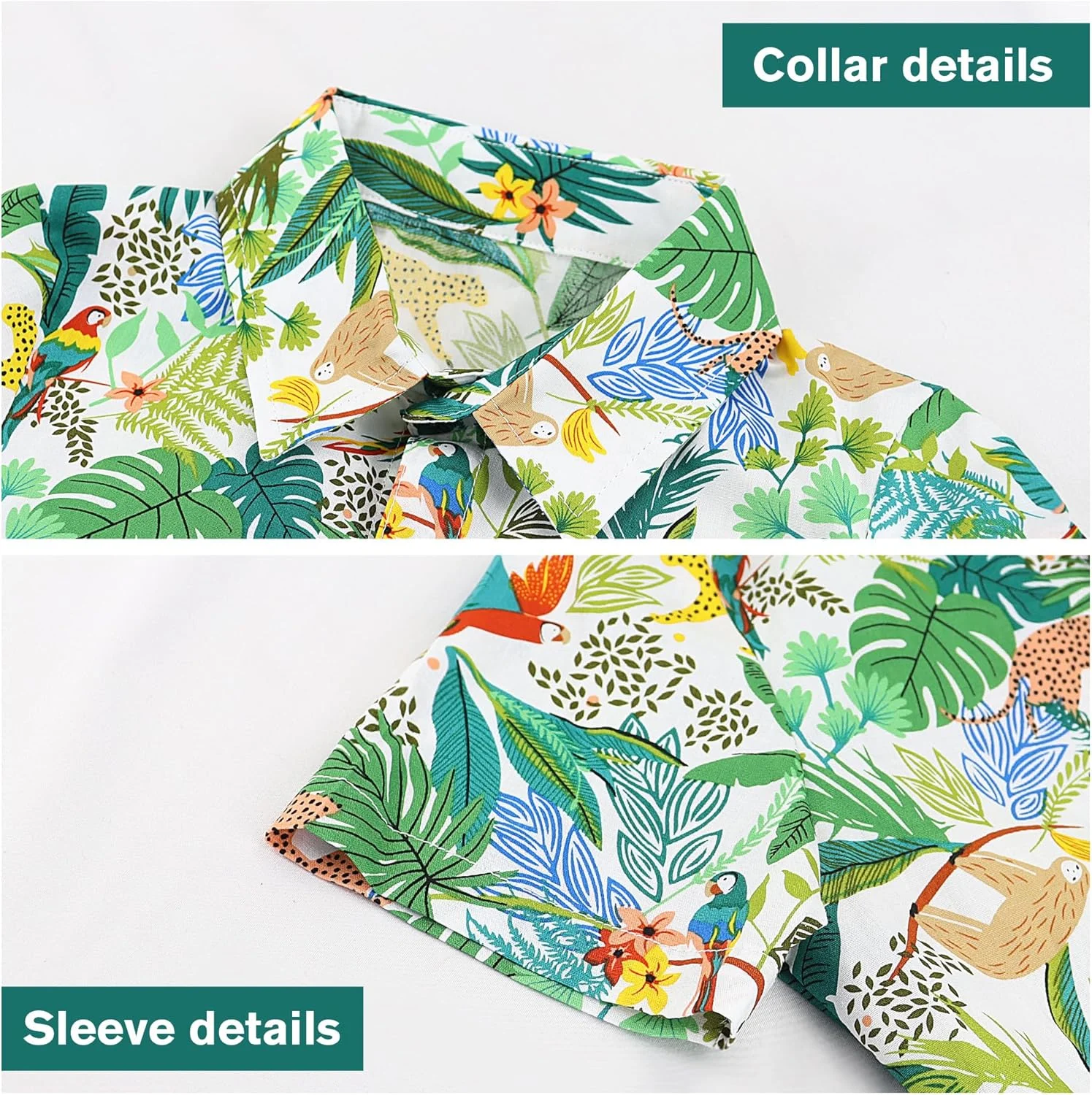 پیراهن هاوایی پسرانه آستین کوتاه دکمه دار طرح دار مناسب کودکان 1 تا 7 سال