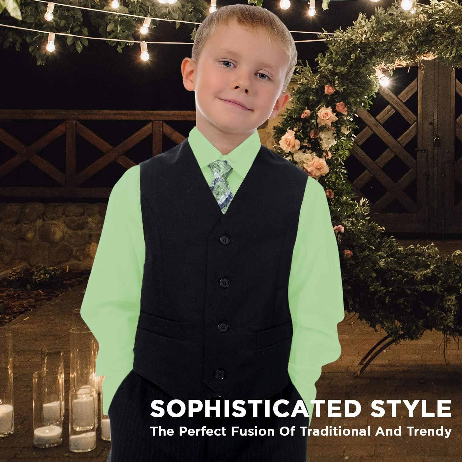 پیراهن مجلسی پسرانه آلبرتو دانلی به همراه کراوات و دستمال جیبی ست، آستین بلند دکمه دار، جیب