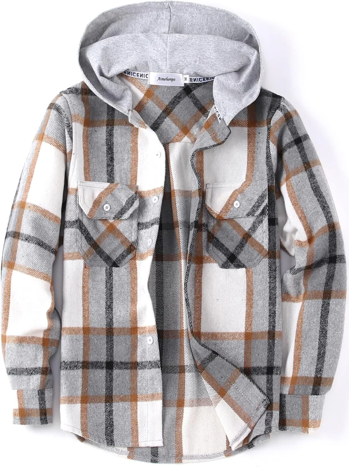 هودی های چهارخانه فلانل غیر رسمی پسرانه دخترانه، پیراهن های دکمه دار مد پاییزی آستین بلند، کت های سبک وزن زیبا