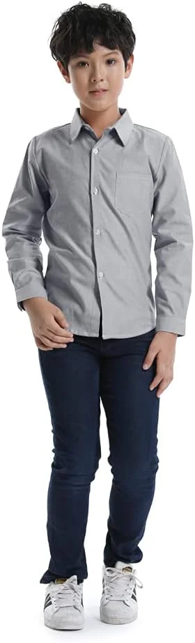 پیراهن آکسفورد فرم مدرسه پسرانه آستین بلند