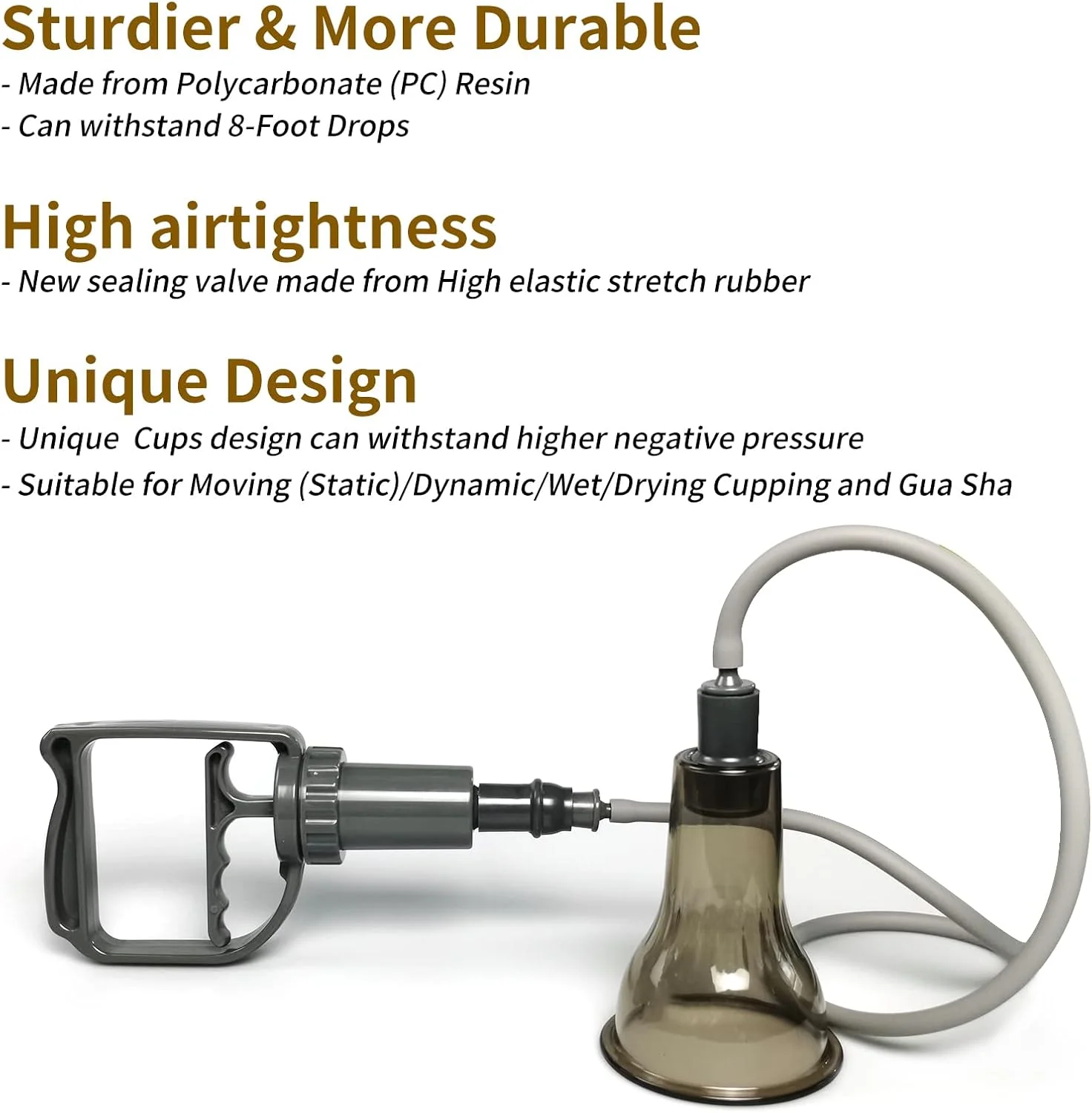 مجموعه حجامت، فنجان های ماساژ برای تسکین درد، فیزیوتراپی، ماساژ بدن، گوا شا - کیت حجامت 3 در 1 با کیفیت عالی با پمپ مکش خلاء، 6 فنجان فوق العاده ضخیم