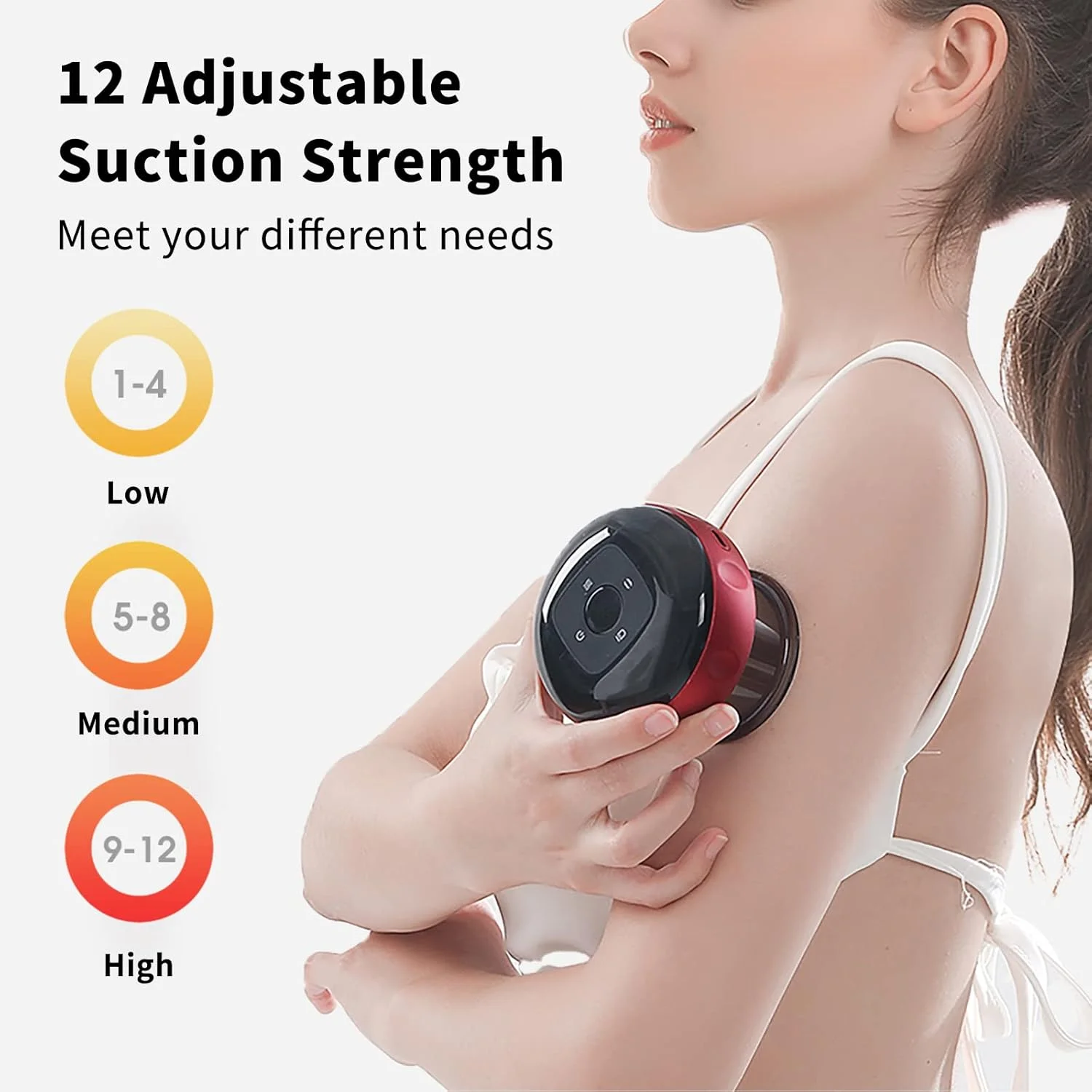 ماساژور حجامت برقی ای تی ماوس، ست 3 در 1 با 12 سطح مکش، دستگاه درمان پویا برای ماساژ پشت، گردن و شانه (قرمز)