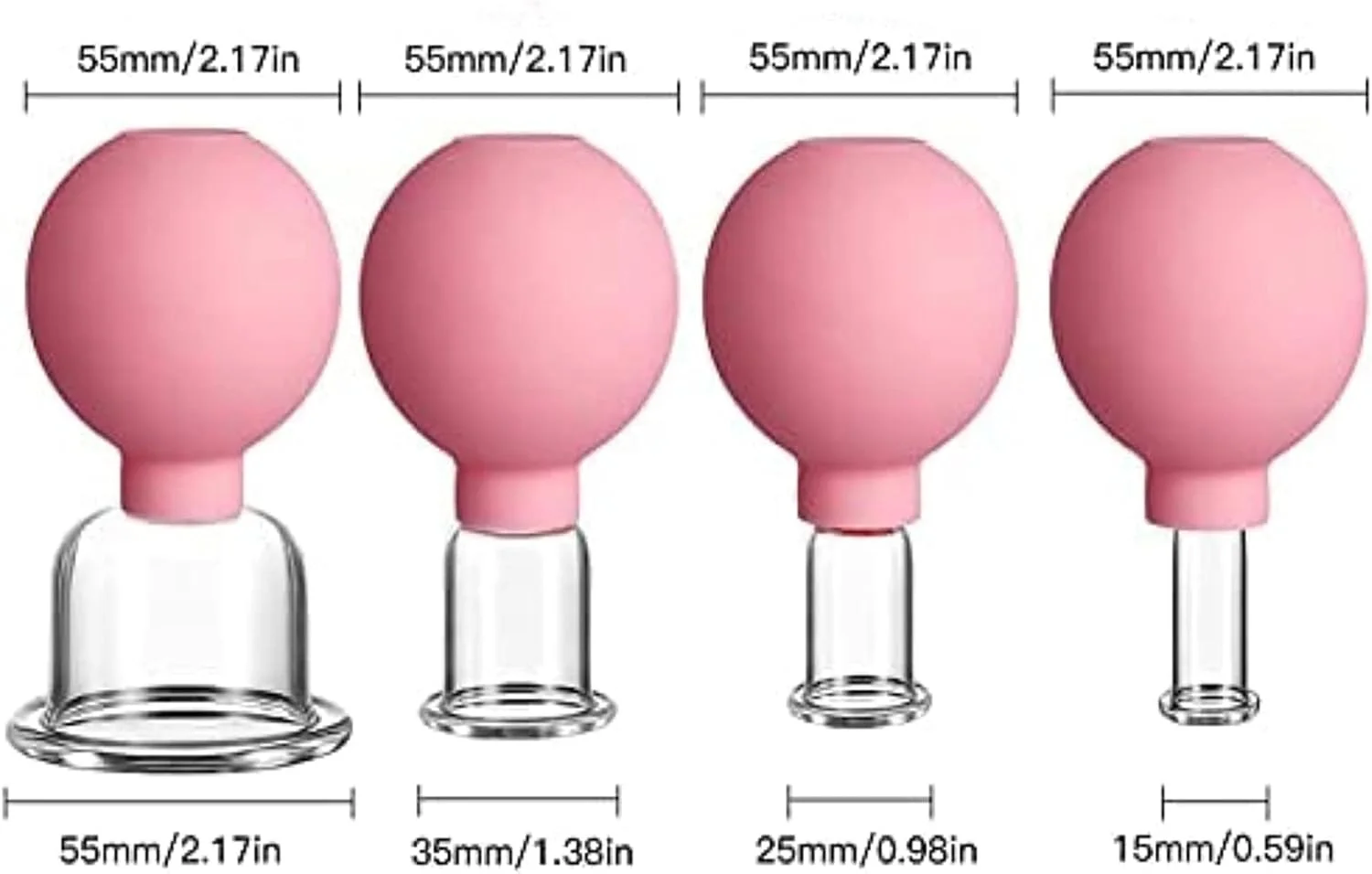 مجموعه ۴ عددی لیوان حجامت سیلیکونی آراست، لیوان های مکش خلاء ماساژ برای بدن، صورت، پا، بازو، پشت، شانه، عضله LEOWE