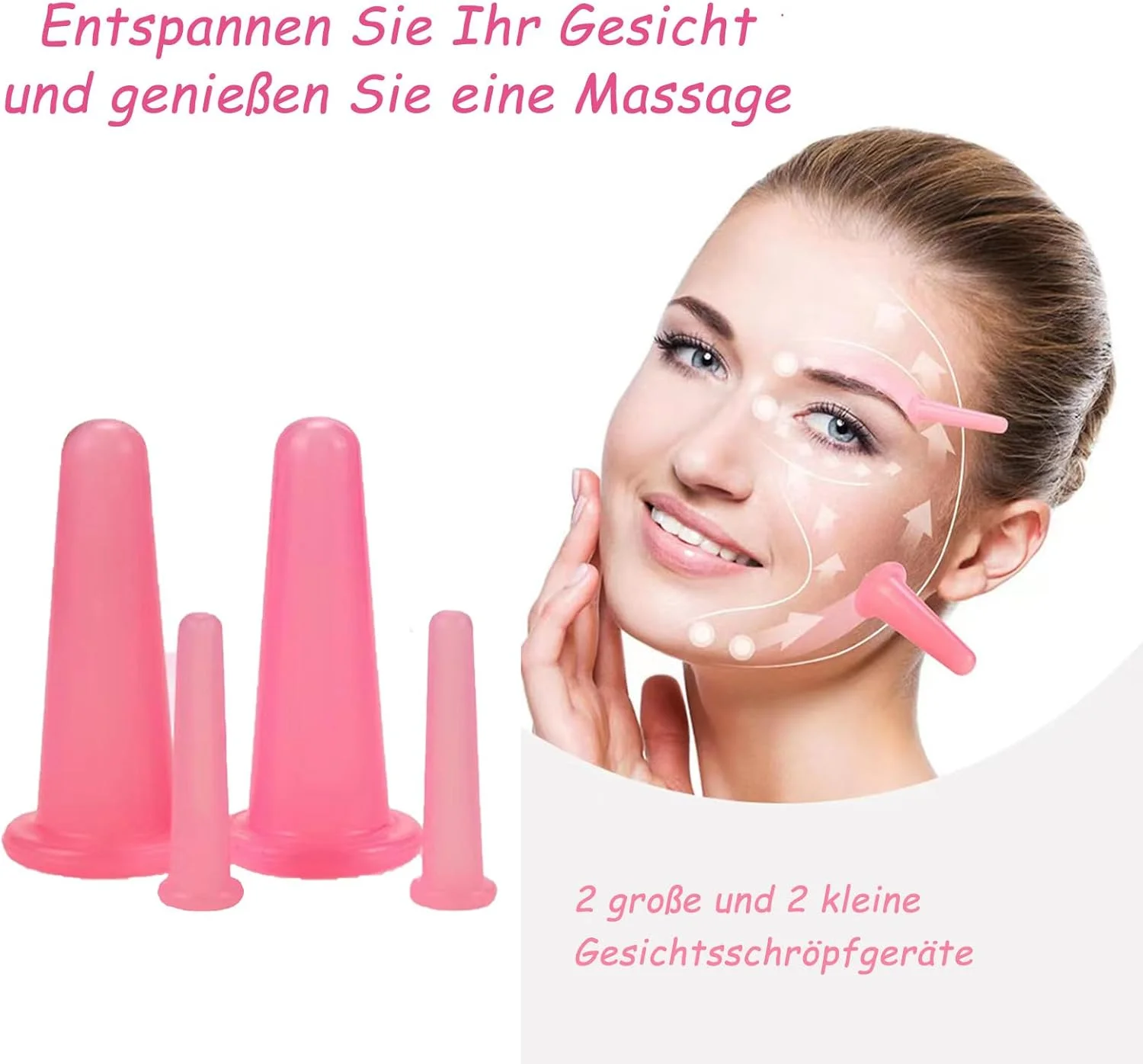 مجموعه لیوان‌های حجامت آموتورفلای، لیوان‌های سیلیکونی مکش صورت 4 عددی، ماساژور چشم با کیف نگهداری، ابزارهای ماساژ حجامت سلولیت، درمان حجامت