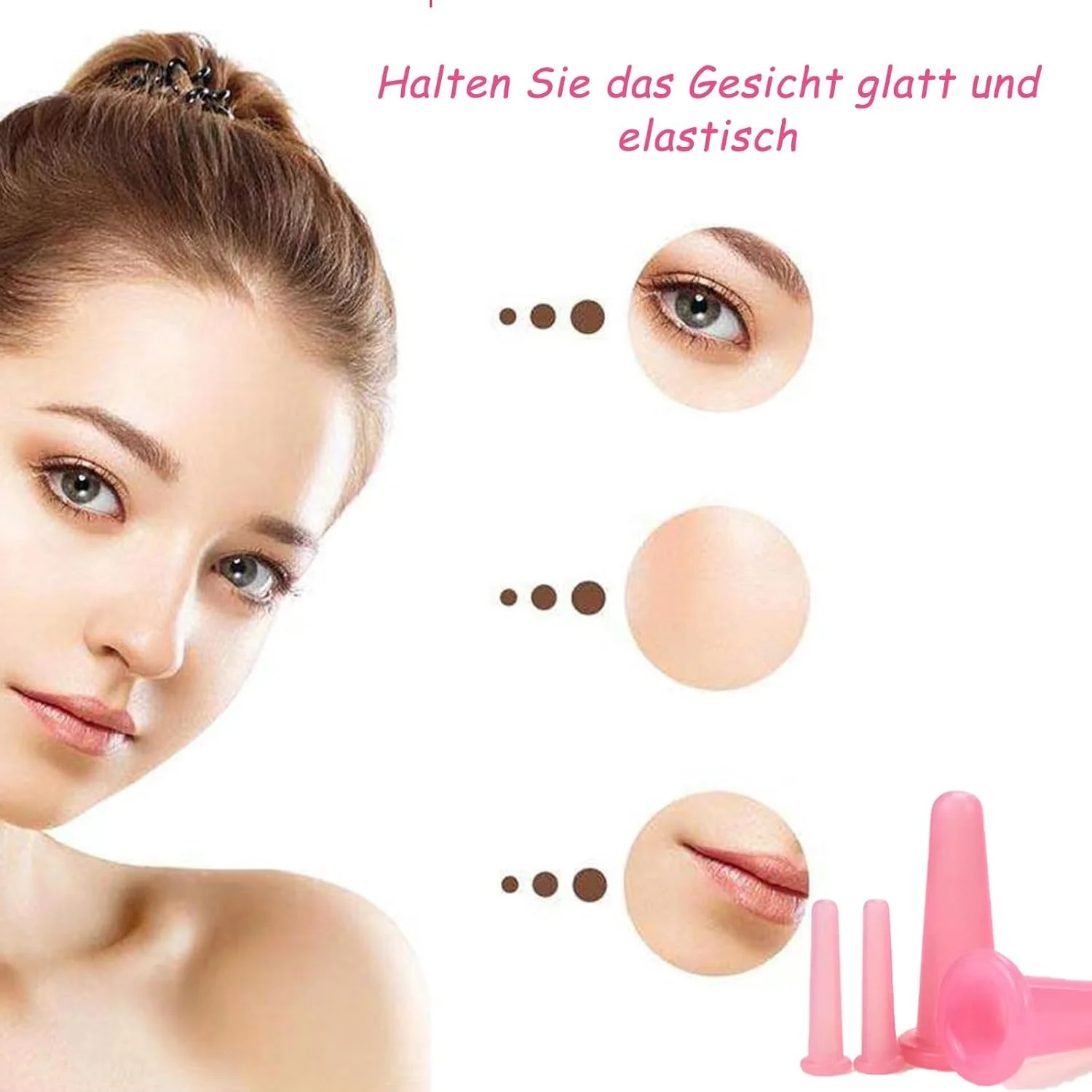 مجموعه لیوان‌های حجامت آموتورفلای، لیوان‌های سیلیکونی مکش صورت 4 عددی، ماساژور چشم با کیف نگهداری، ابزارهای ماساژ حجامت سلولیت، درمان حجامت