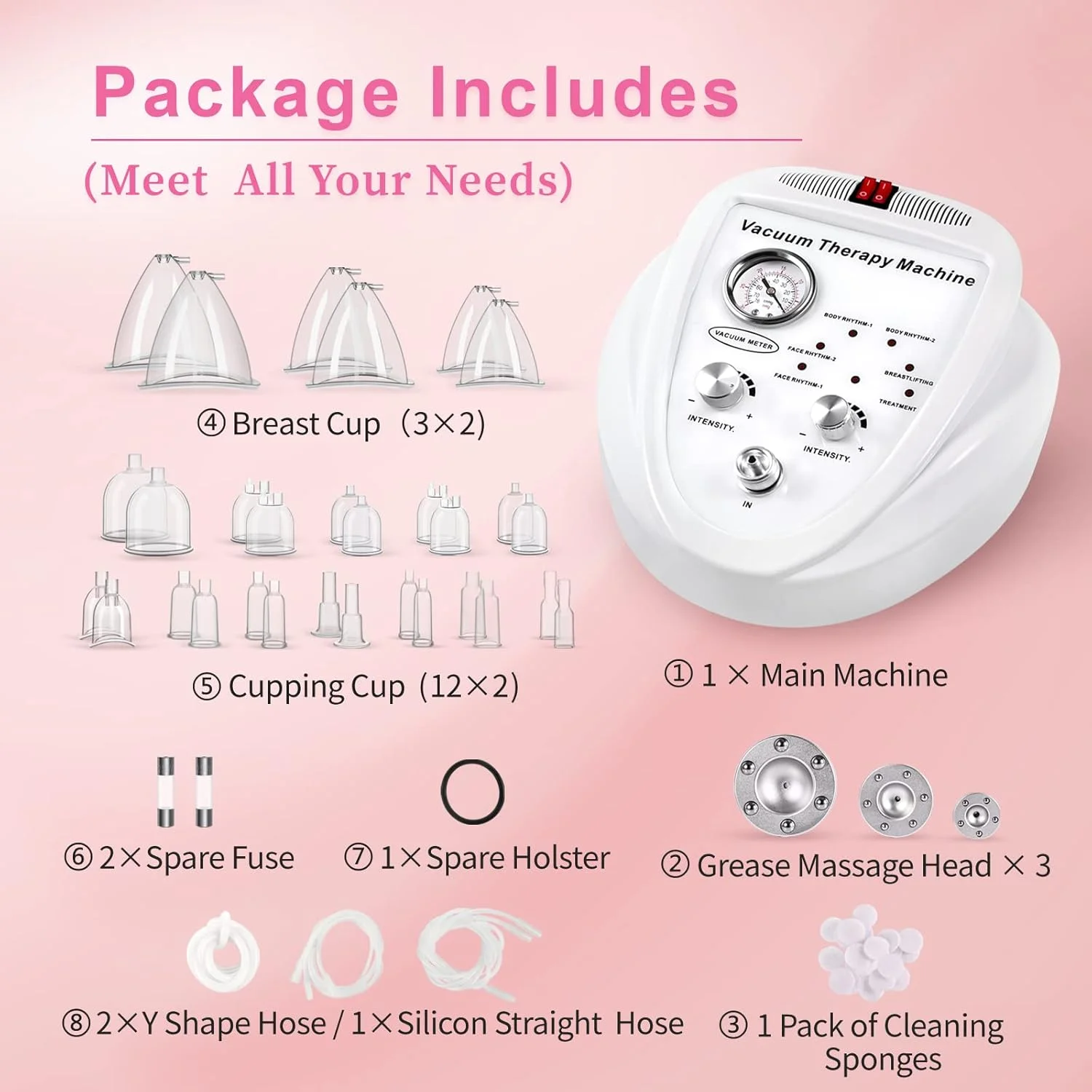 دستگاه وکیوم تراپی زیبایی استار، دستگاه حجامت چند منظوره با مکش قابل تنظیم (0-70 cmHg) با 30 فنجان و 3 پمپ (حداکثر حجم فنجان 1200 میلی لیتر)