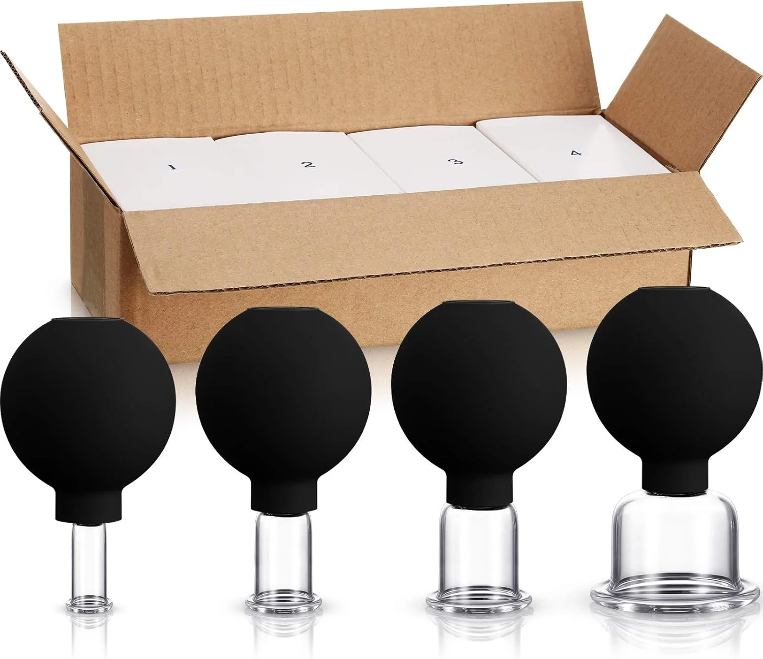 مجموعه ۴ عددی لیوان حجامت شیشه ای BBTO، لیوان های سیلیکونی حجامت، لیوان های مکش خلاء ماساژ برای بدن، صورت، پا، بازو، پشت، شانه، عضلات و درد مفاصل (مشکی) مجموعه ۴ عددی لیوان حجامت شیشه ای BBTO، لیوان های سیلیکونی حجامت، لیوان های مکش خلاء ماساژ برای بدن، صورت، پا، بازو، پشت، شانه، عضلات و درد مفاصل (مشکی)