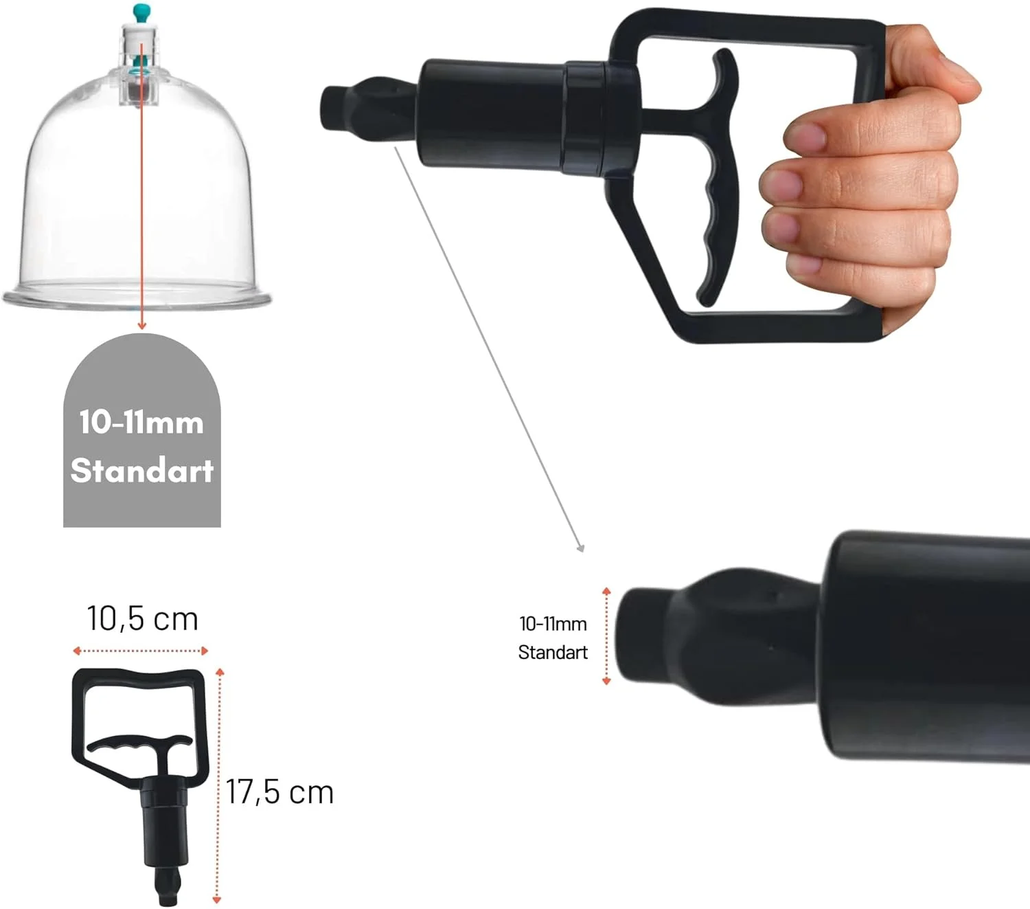 پمپ دستی بزرگ مشکی، پمپ مکش، پمپ حجامت، تفنگ حجامت