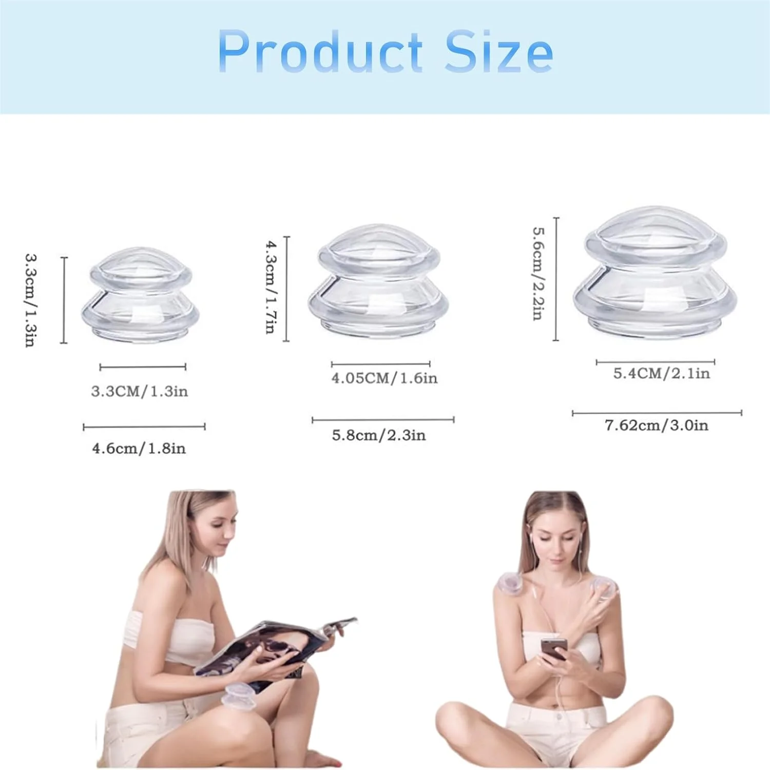 مجموعه حجامت درمانی، 3 فنجان ماساژ ضد سلولیت، مجموعه های قابل حمل حجامت درمانی طب سوزنی، فنجان حجامت سیلیکونی، برای تسکین درد عضلات و مفاصل و فیزیوتراپی