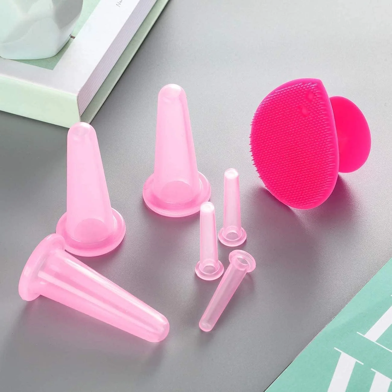 مجموعه ۷ عددی کاپینگ صورت ChicAbode، مجموعه کاپینگ ضد سلولیت، مجموعه ماساژ مکشی برای صورت، چشم و صورت، فنجان های ماساژ خلاء سیلیکونی، کیت کاپینگ برای ماساژور بدن و صورت