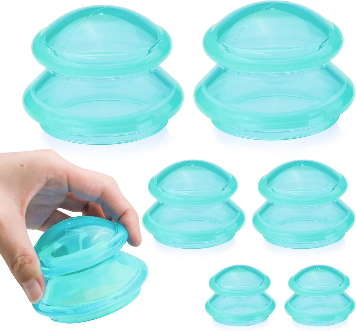 ست ۶ عددی ماساژ سیلیکونی، ۳ سایز مختلف، مناسب بدن، ابزار ماساژ، هدیه کاربردی (سبز)